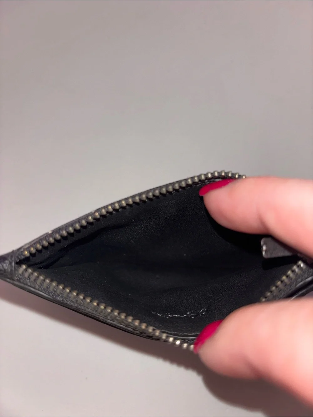 Coach Signature Black Zip Card Case Wallet Leather Coin Pouch